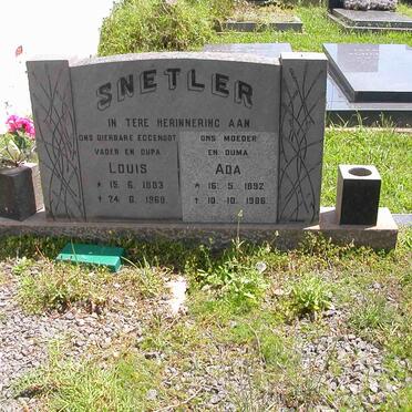 SNETLER Louis 1883-1968 &amp; Ada 1892-1986