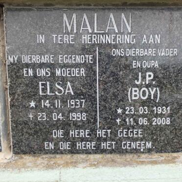 MALAN J.P. 1931-2008 &amp; Elsa 1937-1998