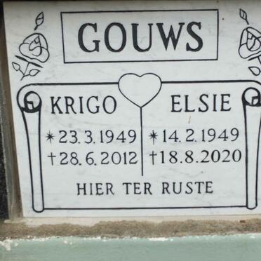 GOUWS Krigo 1949-2012 &amp; Elsie 1949-2020