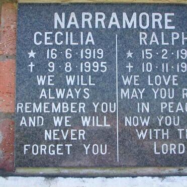 NARRAMORE Ralph 1920-1996 &amp; Cecilia 1919-1995