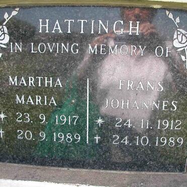 HATTINGH Frans Johannes 1912-1989 &amp; Martha Maria 1917-1989