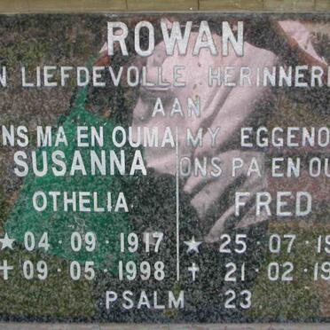 ROWAN Fred 1919-1996 &amp; Susanna Othelia 1917-1998