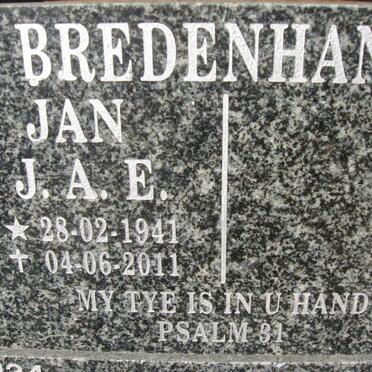 BREDENHANN J.A.E. 1941-2011