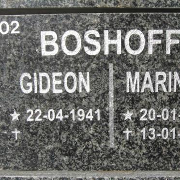 BOSHOFF Gideon 1941-  &amp; Marinda 1946-2009