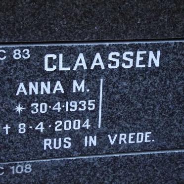 CLAASSEN Anna M. 1935-2004