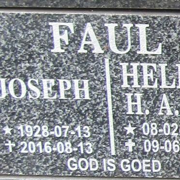 FAUL Joseph 1928-2016 &amp; Helen H.A.M. 1930-2014