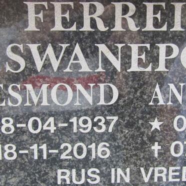 FERREIRA Desmond 1937-2016 &amp; Annemarie SWANEPOEL 1926-2018
