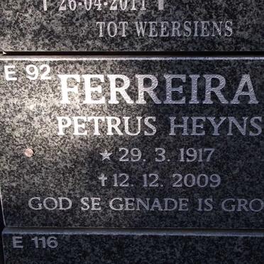 FERREIRA Petrus Heyns 1917-2009