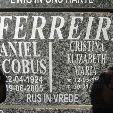 FERREIRA Daniel Jacobus 1924-2005 &amp; Cristina Elizabeth Maria 1925-2008