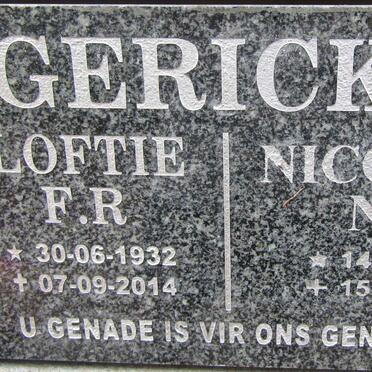 GERICKE F.R. 1932-2014 &amp; N.C. 1933-2020