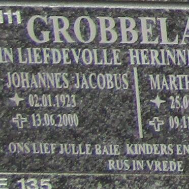 GROBBELAAR Johannes Jacobus 1923-2000 &amp; Marthina Johanna 1925-2016