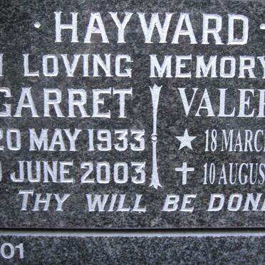 HAYWARD Garret 1933-2003 &amp; Valerie 1934-2011