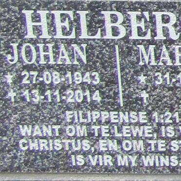 HELBERG Johan 1943-2014 &amp; Margie 1948-