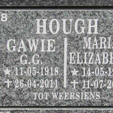 HOUGH Gawie G.G. 1918-2011 &amp; Maria Elizabeth 1924-2014