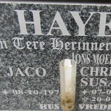HAYES Christina Susanna 1936-2018 :: HAYES Jaco 197?-