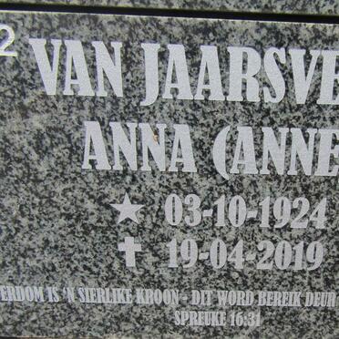 JAARSVELD Anna, van 1924-2019