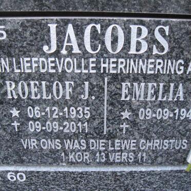 JACOBS Roelof J. 1935-2011 &amp; Emelia E. 1941-