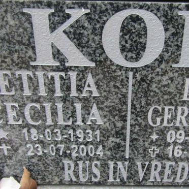 KOK Louis Gerhardus 1931-2017 &amp; Letitia Cecilia 1931-2004