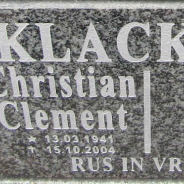 KLACKERS Christian Clement 1941-2004 &amp; Agnes Alice 1936-2013
