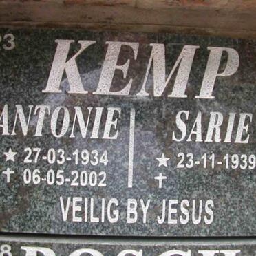 KEMP Antonie 1934-2002 &amp; Sarie 1939-