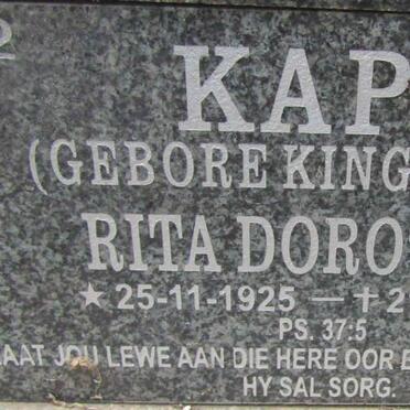 KAPP Rita Dorothea nee KINGHHORN 1925-2019