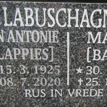 LABUSCHAGNE Jan Antonie 1925-2020 &amp; Maria 1923-2007