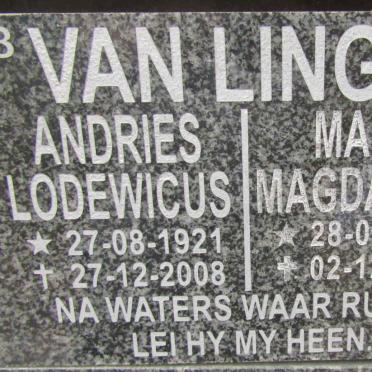 LINGEN Andries Lodewicus, van 1921-2008 &amp; Maria Magdalena 1926-2015