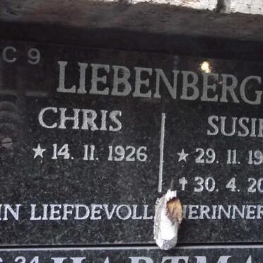LIEBENBERG Chris 1925-  &amp; Susie 1926-2011