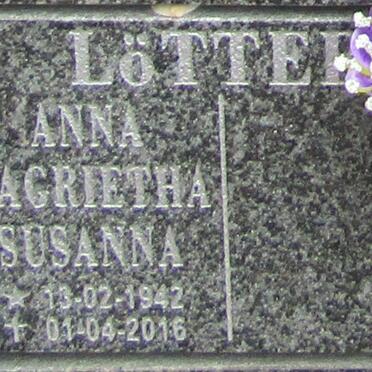 LOTTER Anna Magrietha Susanna 1942-2016