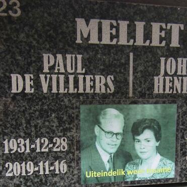 MELLET Paul de Villiers 1931-2019 &amp; Johanna Hendrika 1934-2010