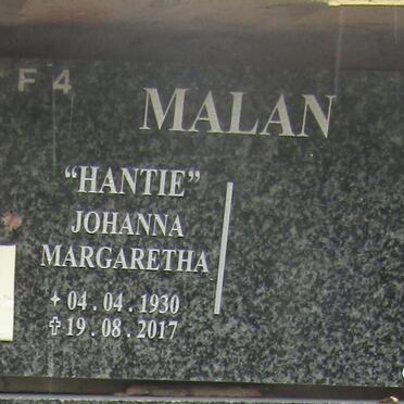 MALAN Johanna Margaretha 1930-2017