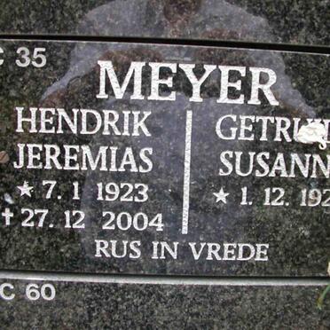 MEYER Hendrik Jeremias 1923-2004 &amp; Getruida Susanna 1928-