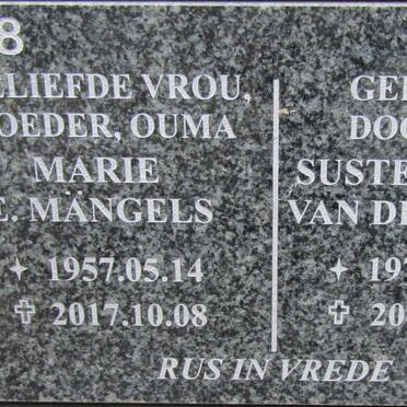 MANGELS Marie E. 1957-2017 :: VAN DE VENTER  Jackie 1976- 2016