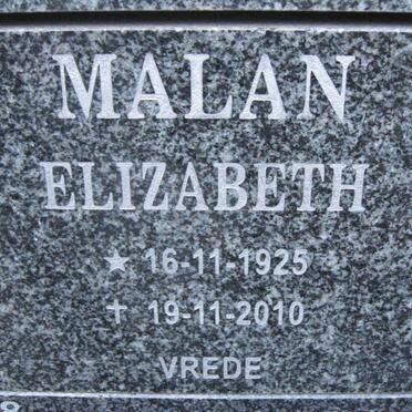 MALAN Elizabeth 1925-2010