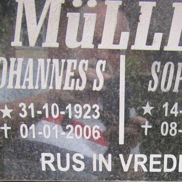 MULLER Johannes S. 1923-2006 &amp; Sophia C. 1923-2015