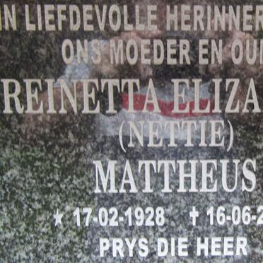 MATTHEUS Reinetta Elizabeth 1928-2014