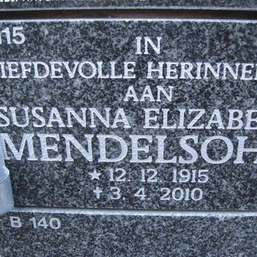 MENDELSOHN Susanna Elizabeth 1915-2010