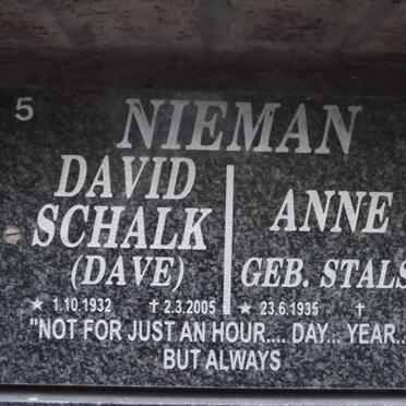 NIEMAN David Schalk 1932-2005 &amp; Anne STALS 1935-