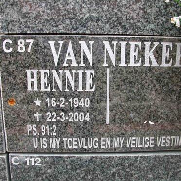 NIEKERK Hennie, van 1940-2004