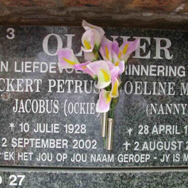 OLIVIER Ockert Petrus Jacobus 1928-2002 &amp; Noeline Maria 1934-2005