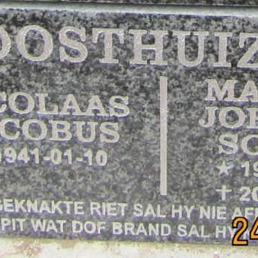 OOSTHUIZEN Nicolaas Jacobus 1941- &amp; Magrita Johanna Sophia 1941-2020