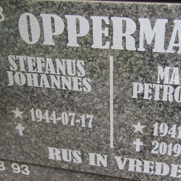 OPPERMAN Stefanus Johannes 1944- &amp; Maria Petronella 1941-2019