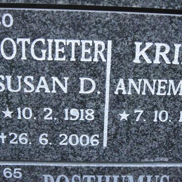 POTGIETER Susan D. 1918-2006 &amp; Annemarie 1946-