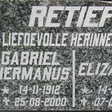 RETIEF Gabriel Hermanus 1912-2000 &amp; Elizabeth 1921-2014