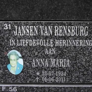 RENSBURG Anna Maria, Janse van 1924-2011