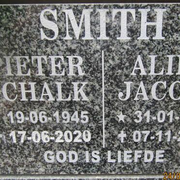 SMITH Pieter Schalk 1945-2020 &amp; Alida Jacoba 1948-2015