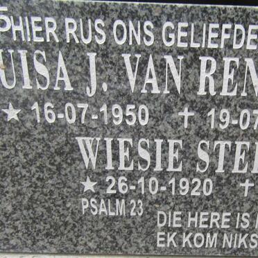 STEENKAMP Wiesie 1920-2014 :: VAN RENSBURG Louisa J. 1950-2012