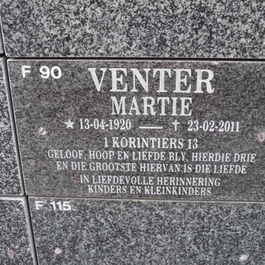VENTER Martie 1920-2011
