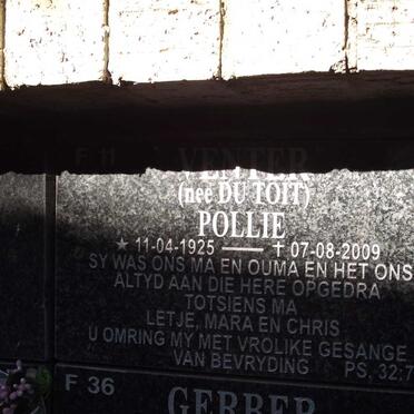 VENTER Pollie nee du TOIT 1925-2009