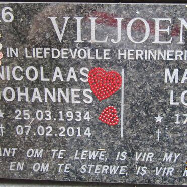 VILJOEN Nicolaas Johannes 1934-2014 &amp; Martha Louisa 1936-